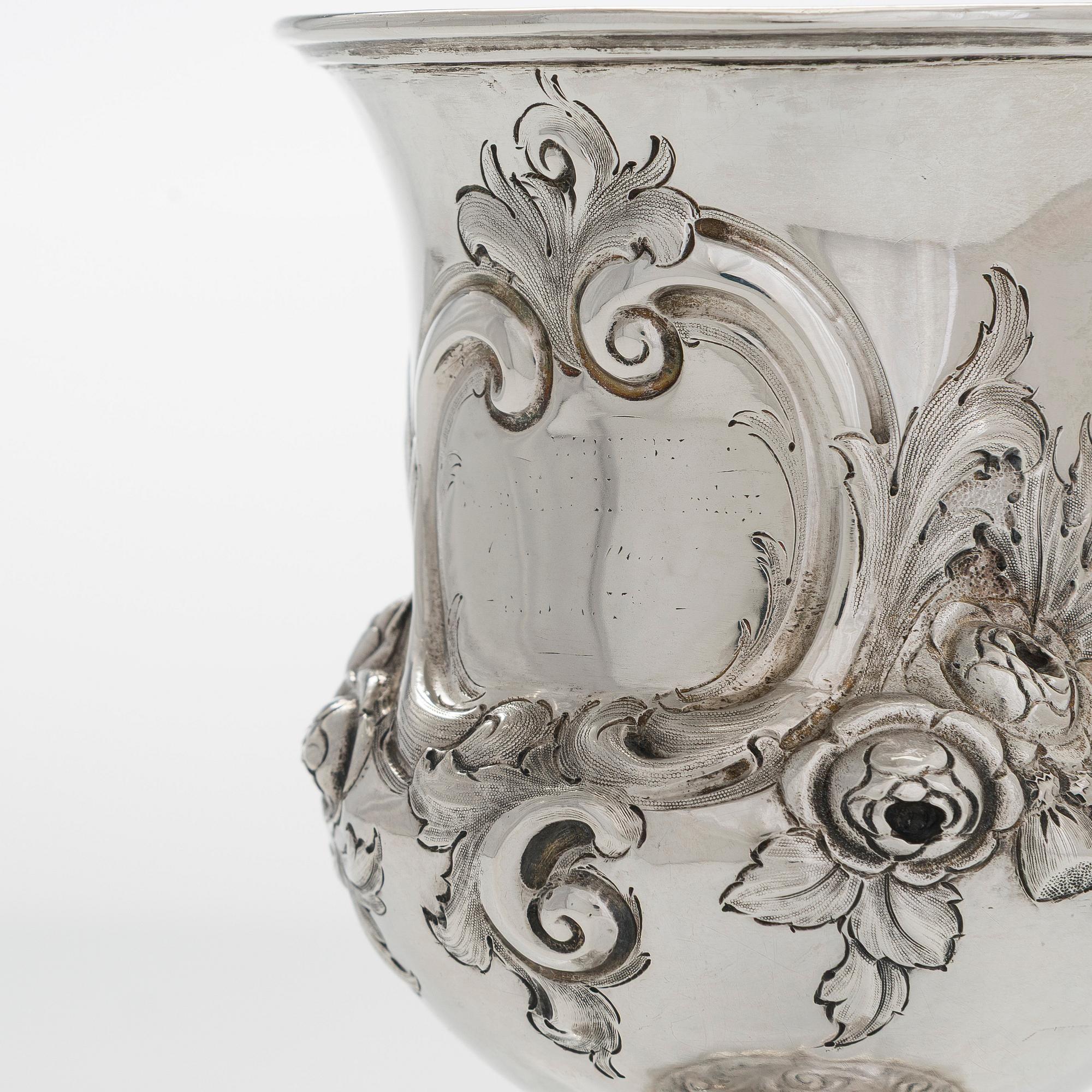 William Smily, a sterling silver Goblet, maker's mark of William Smily, A B Savory & Sons, London 1861.
