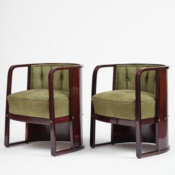 Josef Hoffmann, salongsmöbel, fyra delar, modell 421/428, Jacob & Josef Kohn, Wien, 1900-talets början.