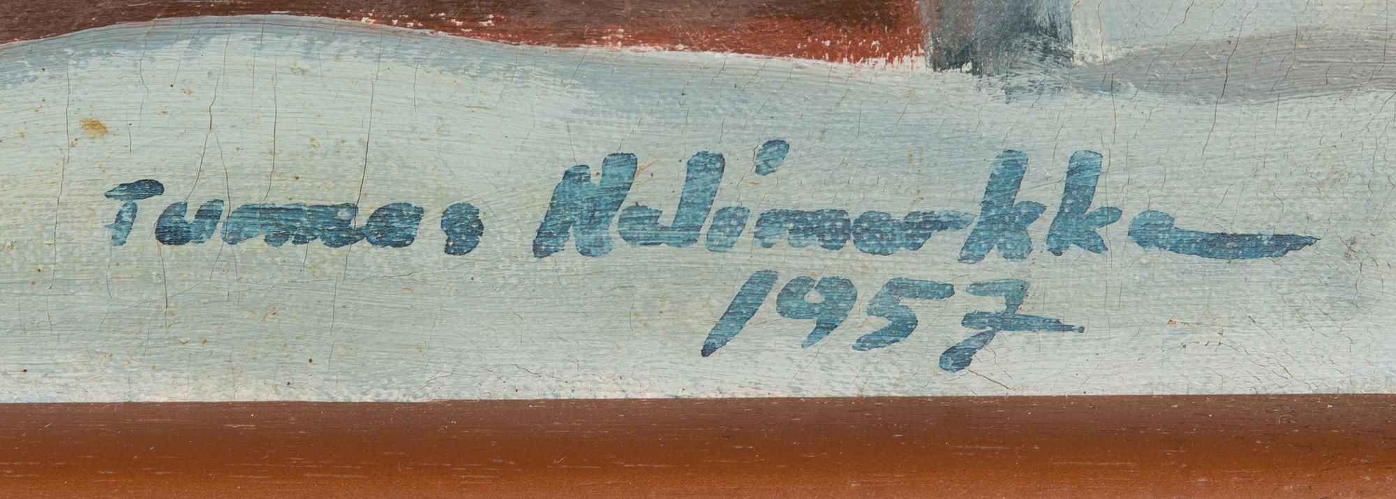 TUOMAS NELIMARKKA, öljy kankaalle, signeerattu ja päivätty -57.