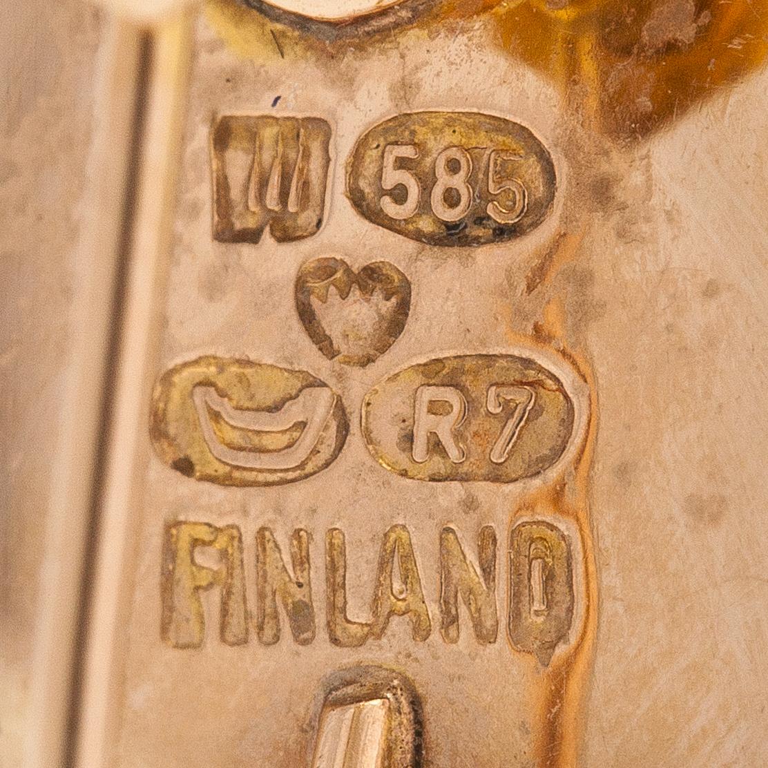 Björn Weckström, Örhängen "Gulros", 14K guld. Lapponia 1970.