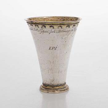 An 18th-century parcel-gilt silver cup, maker's mark of Nils Trybom, Linköping, Sweden 1760.