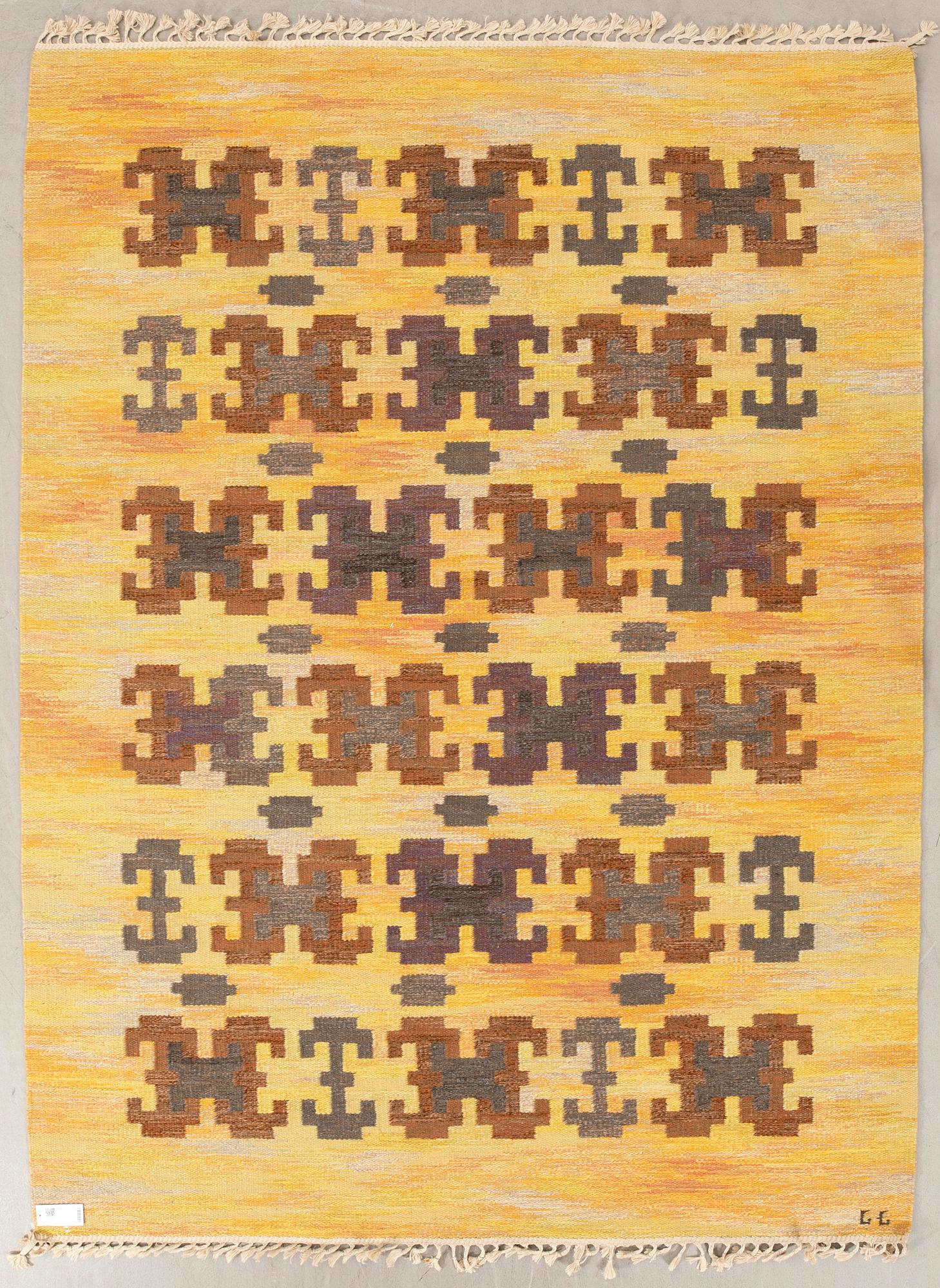 Judith Johansson, matta "Kastanjelöv" rölakan, ca 276x197 cm, signerad JJ.
