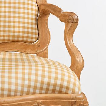 A pair of Swedish Rococo 18th Century armchairs.