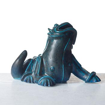 Wilhelm Kåge, a stoneware sculpture of a dragon puppy, Gustavsberg studio, Sweden 1940-50's.