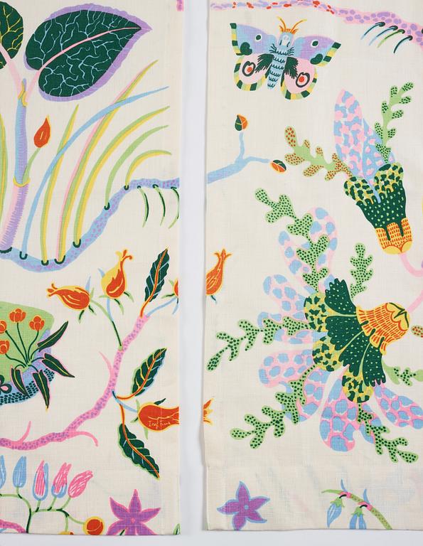 Josef Frank, a pair of linen curtains, 'Hawaii', Svenskt Tenn, Sweden.