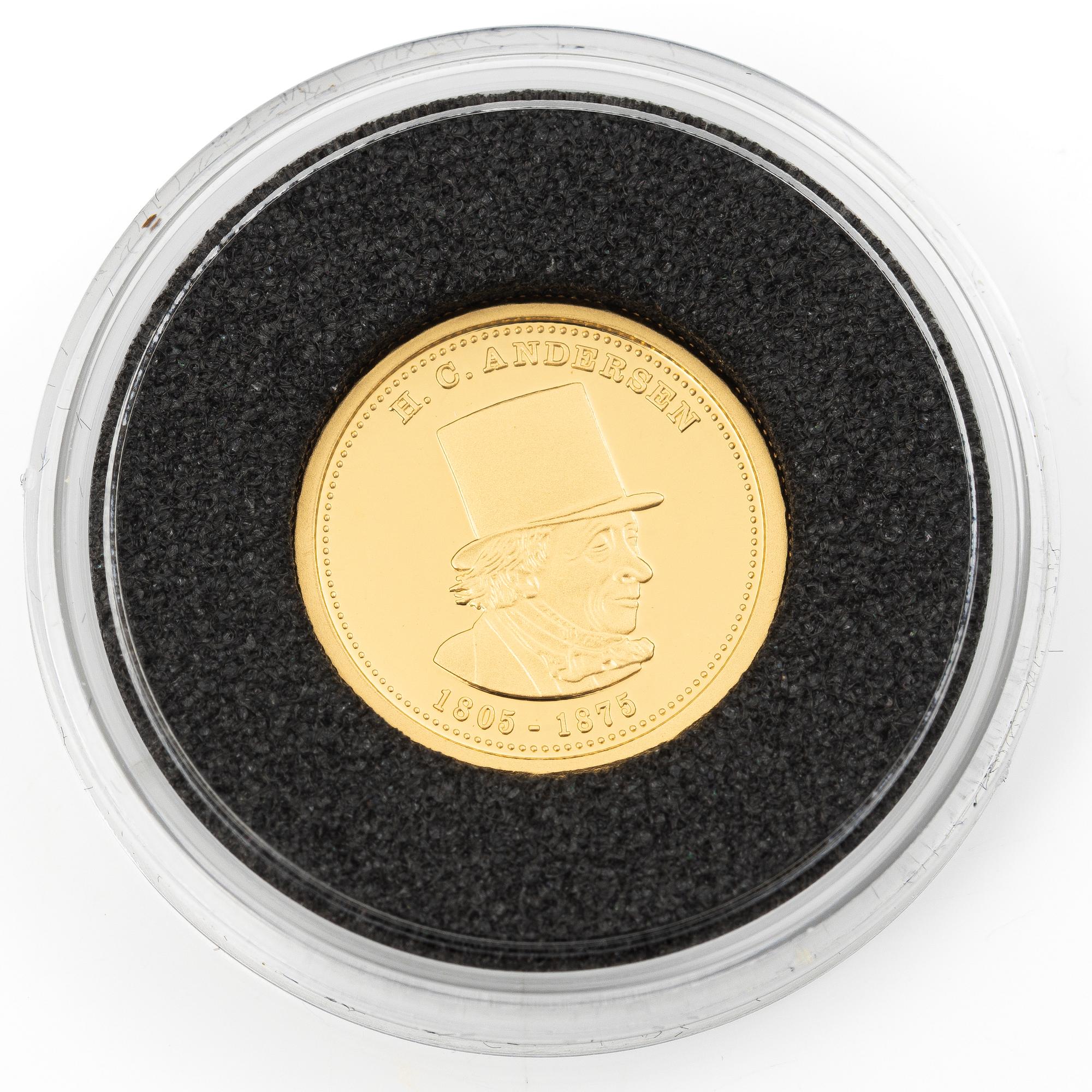Guldmynt, 24 k, "H.C. Andersen", 10 Samoan dollar.