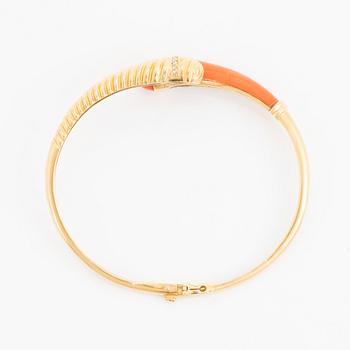 Gold and coral and diamond bangle.