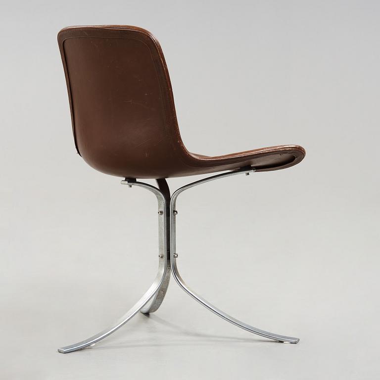 A Poul Kjaerholm steel and brown leather 'PK-9' chair, E Kold Christensen, Denmark 1960's.