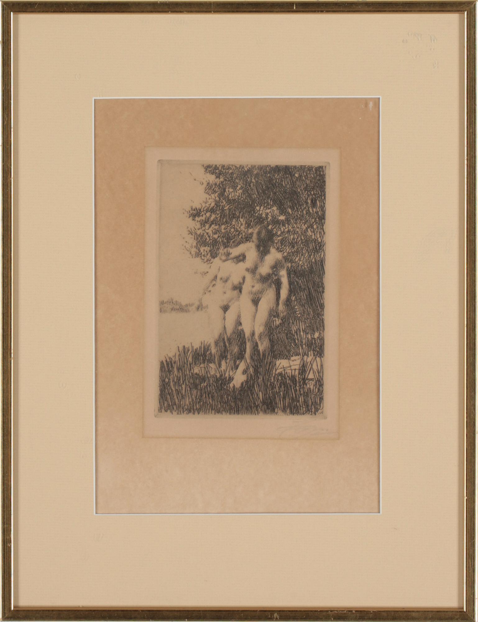 ANDERS ZORN, etsning, signerad och otydligt daterad i plåten 1917.