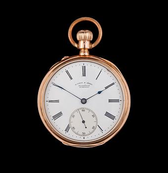 A gold pocket watch, A. Lange & Söhne, Glashütte Dresden. Late 19th century.