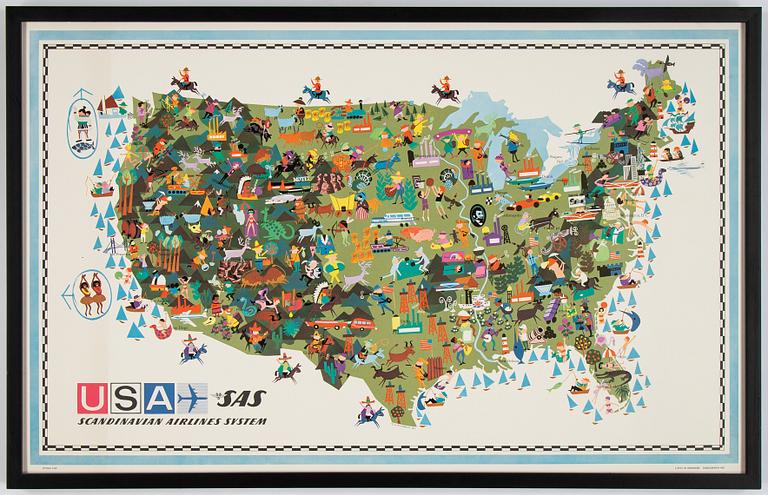 A Scandinavian Airlines System vintage commercial poster from 1961.