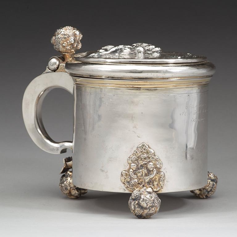 HENRIK MÖLLER dä, Stockholm (1645-1690) före 1689, dryckeskanna, silver, barock.