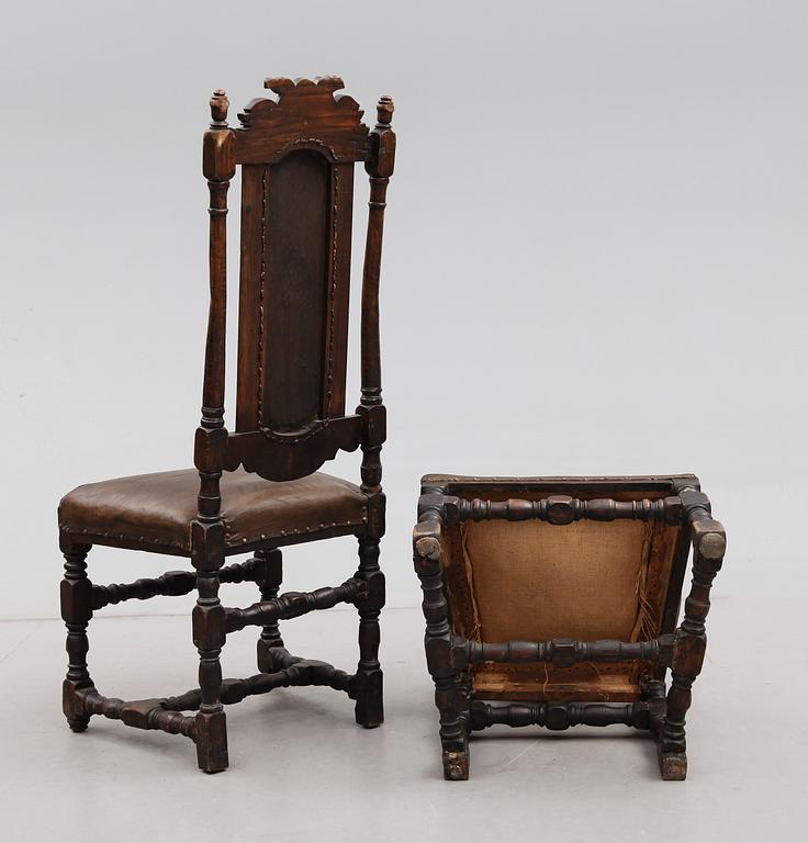 STOLAR, 1 par, barock, Sverige, 1700-tal.