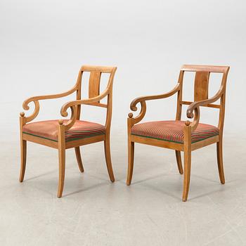 Armchairs, a pair, Karl Johan style, first half of the 20th century.