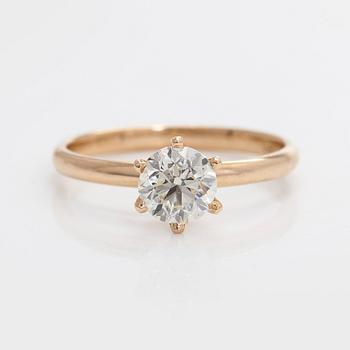 Sormus, briljanttihiottu timantti 1,00 ct, 14K kultaa.