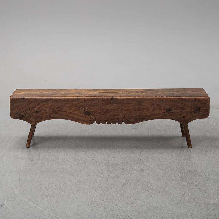 A painted pine bench, 19th Century.