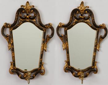 A pair of mirror sconces, Baroque style, 20th century.