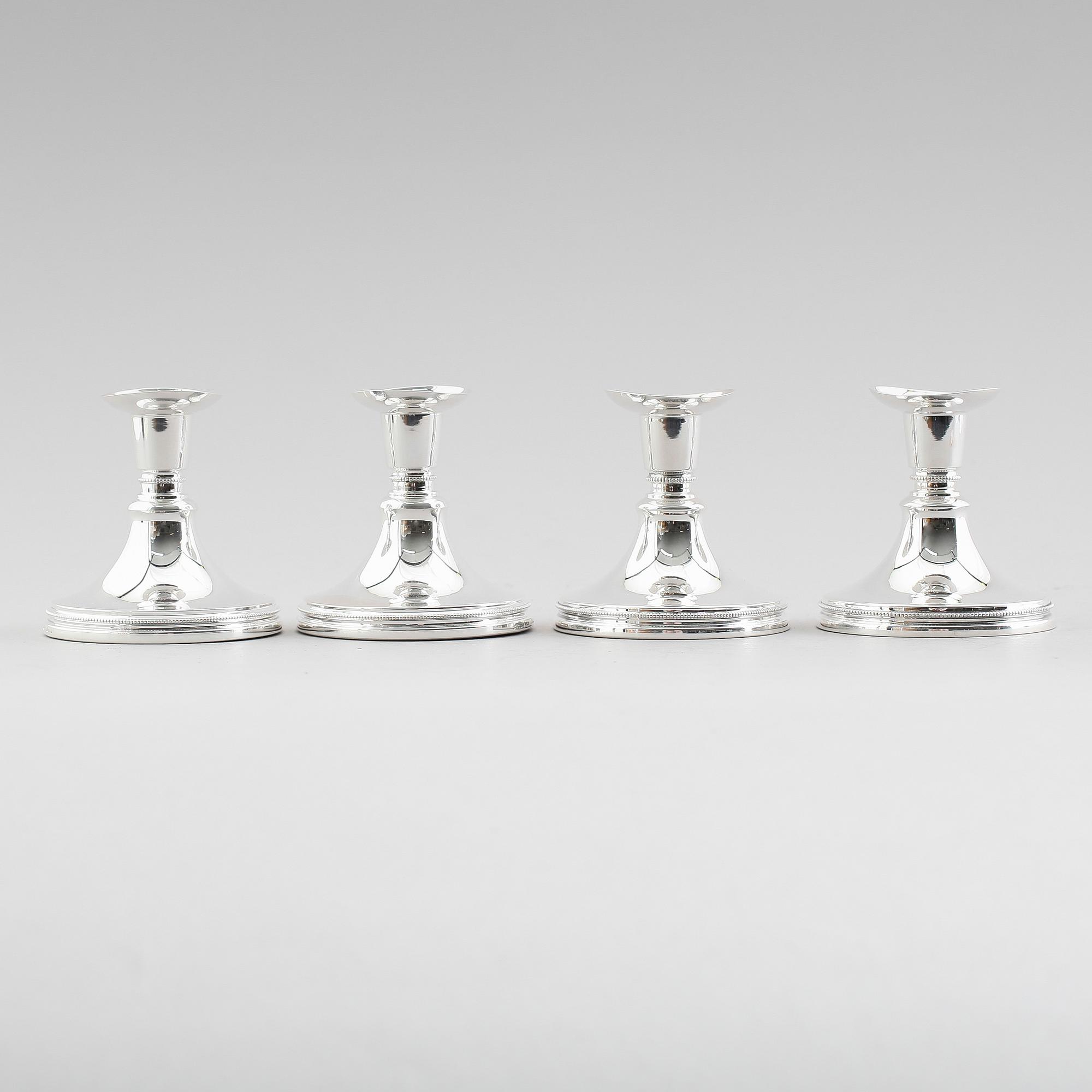 LJUSSTAKAR, 4 st, silver, MGAB, Stockholm, 1900-talets andra hälft.