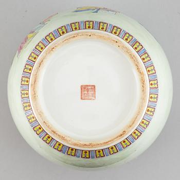 A famille rose jar with cover, China, Republic style, 20th Century.