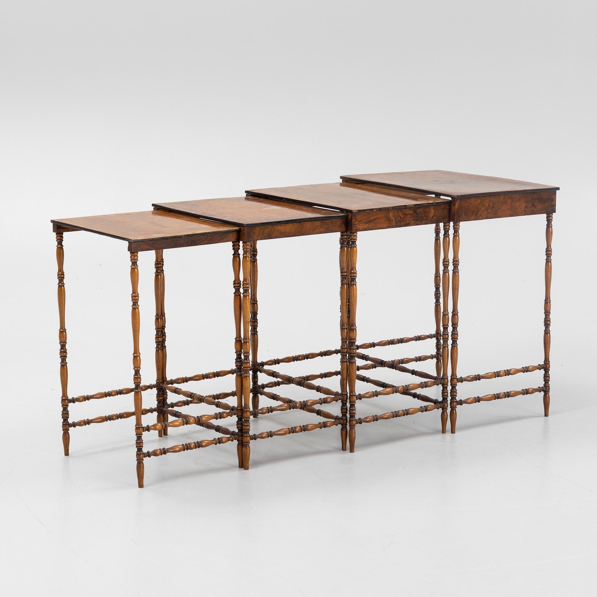 A 4-piece nesting table, first half of the 20th century.