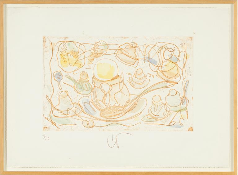 Claes Oldenburg, etching and aquatint, signed, numbered 41/50, and dated 1976.