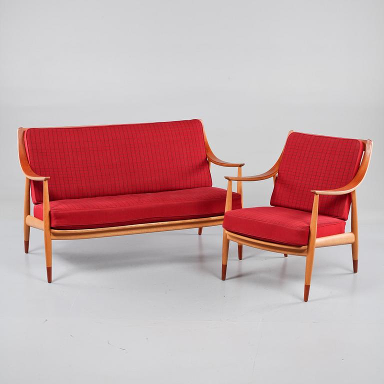 SOFFA SAMT FÅTÖLJ, "Fd 146", Peter Hvidt och Orla Mølgaard Nielsen för France & Daverkosen, 1950/60-tal.