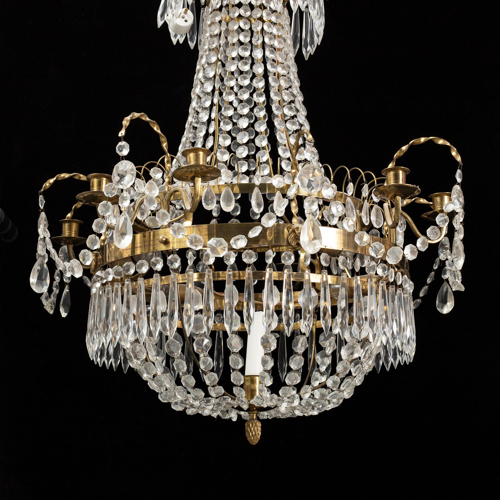 A Gustavian style chandelier from around year 1900.