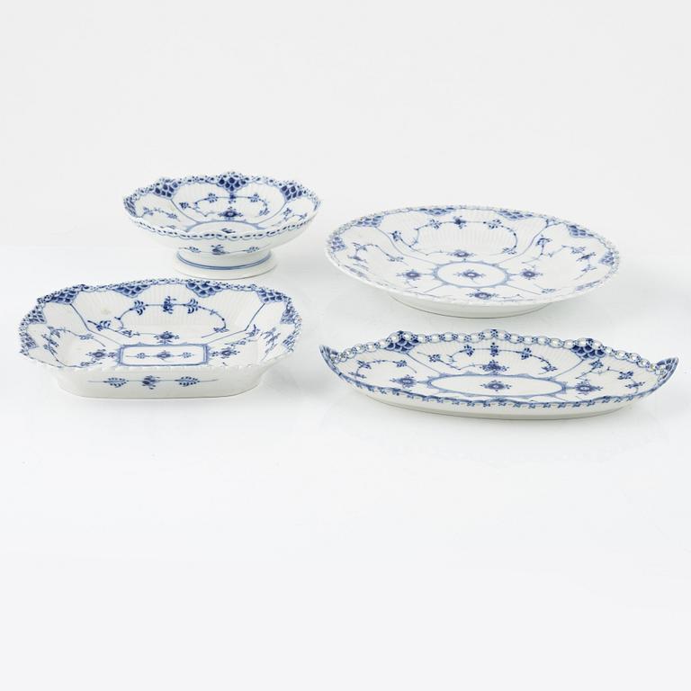 Royal Copenhagen, a 25-piece porcelain coffee service 'Musselmalet Full and Half Lace', Denmark.