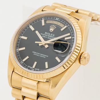 ROLEX, Oyster Perpetual, Day-Date (Swiss Made), Chronometer, wristwatch, 36 mm.