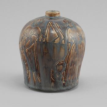 VAS, stengods, Gertrud Lönegren, Rörstrand, Rörstrand, stämpelsignerad, omkring 1900-talets mitt.