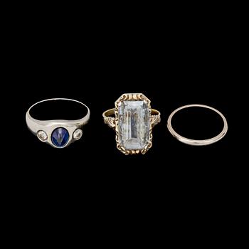 RINGAR, 3 st. Silver, vitguld resp vitguld med briljanter.