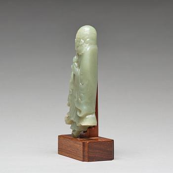 A finely carved nephrite sculpture of an immortal, Qing dynasty, probably Qianlong (1736-95).