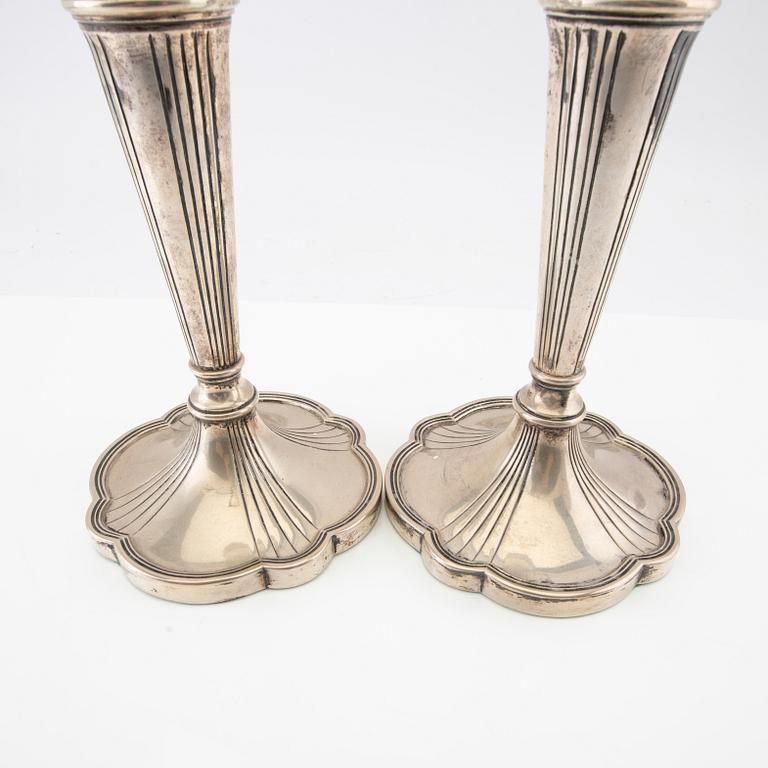 Candlesticks, 1 pair, silver, Swedish import marks.