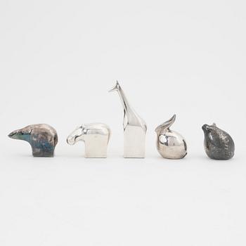 Gunnar Cyrén, with others, five silver plated zinc figurines, Dansk Designs, Japan.