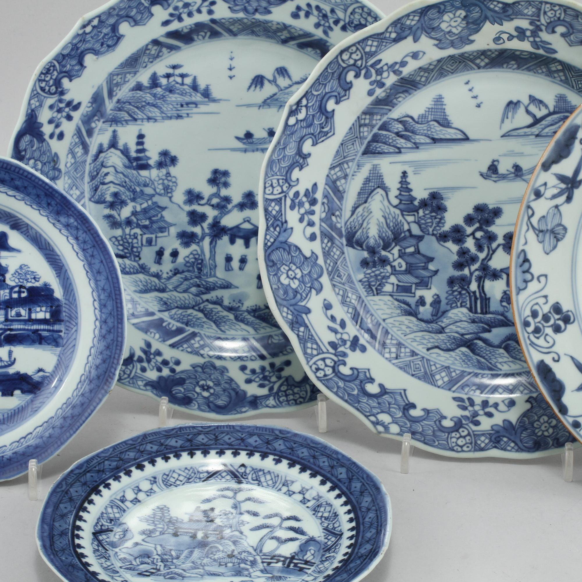 TALLRIKAR, 5 st, porslin, Kina, 1700/1800-tal.