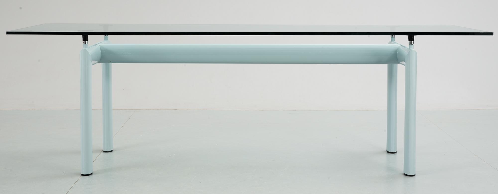 A Le Corbusier 'LC 6' green lacquered steel and glass table, by Cassina, Italy.