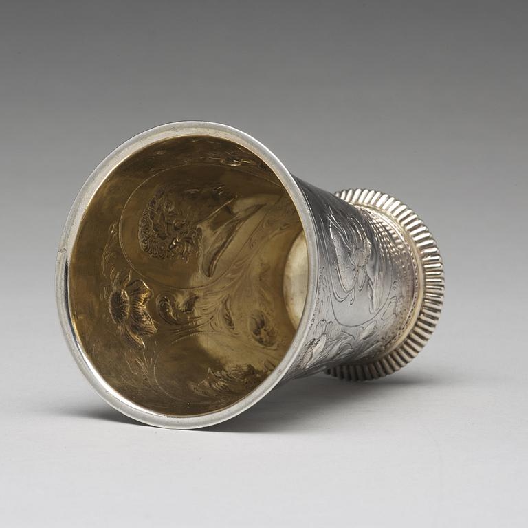A Swedish 18th century parcel-gilt silver beaker, mark of Henrik Jacob Losch, Stockholm 1735.