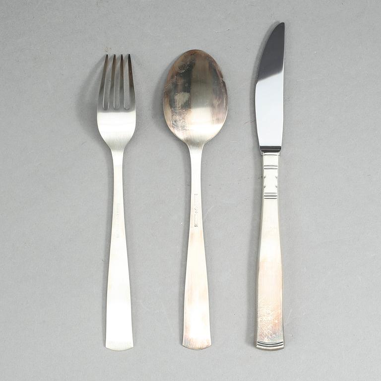 MATBESTICK, silver, 36 delar "Rosenholm", GAB, 1996, vikt ca 945 gram exkl. knivar med stålblad.