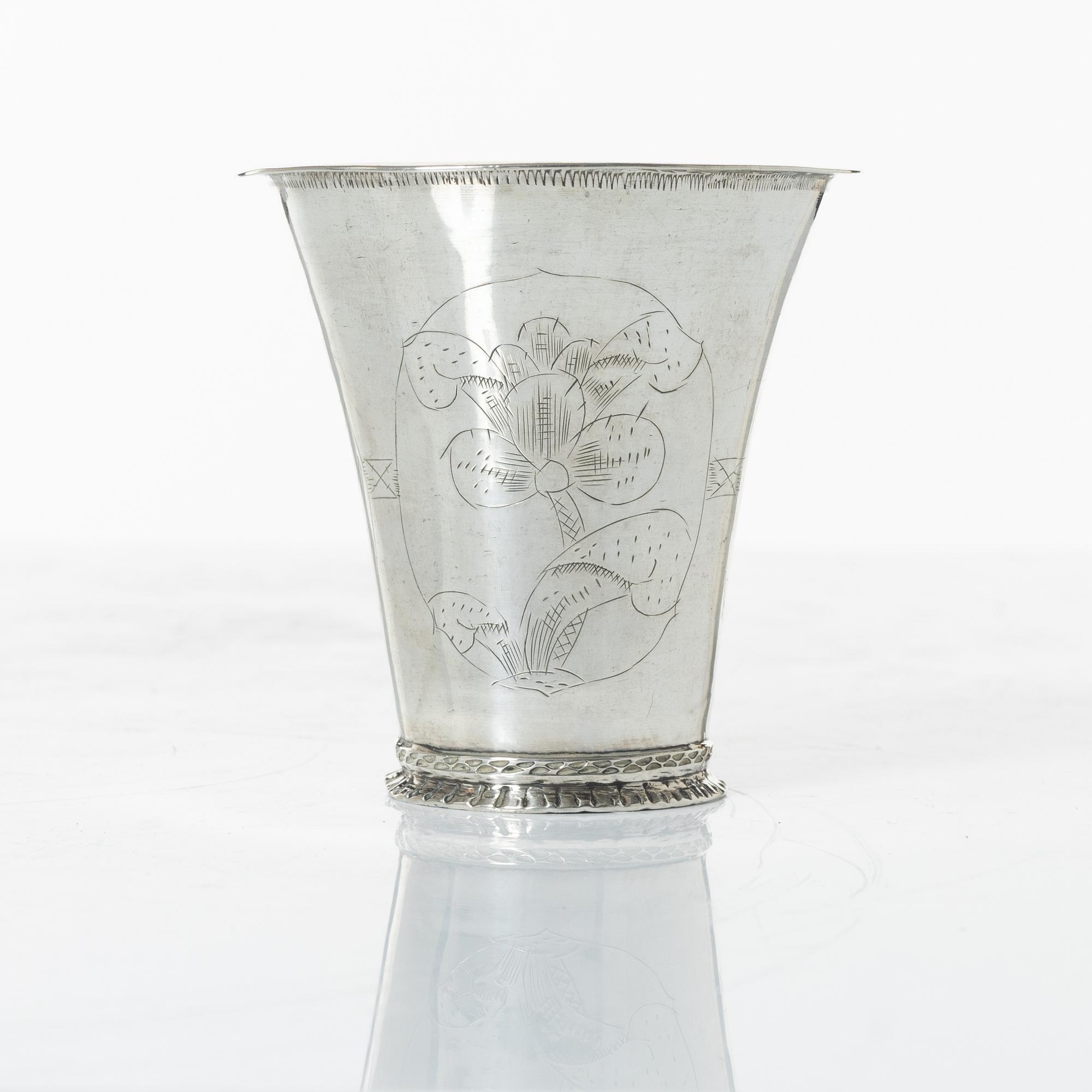 Bernard Halck, bägare, silver, Halmstad 1765.