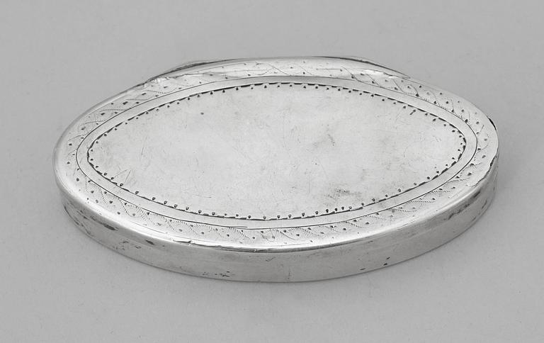 SNUSDOSA, silver, Anders Ulfsberg Nyköping 1808. Vikt ca 59 gram.