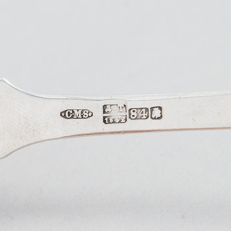 Four pieces of Russian silver cutlery.