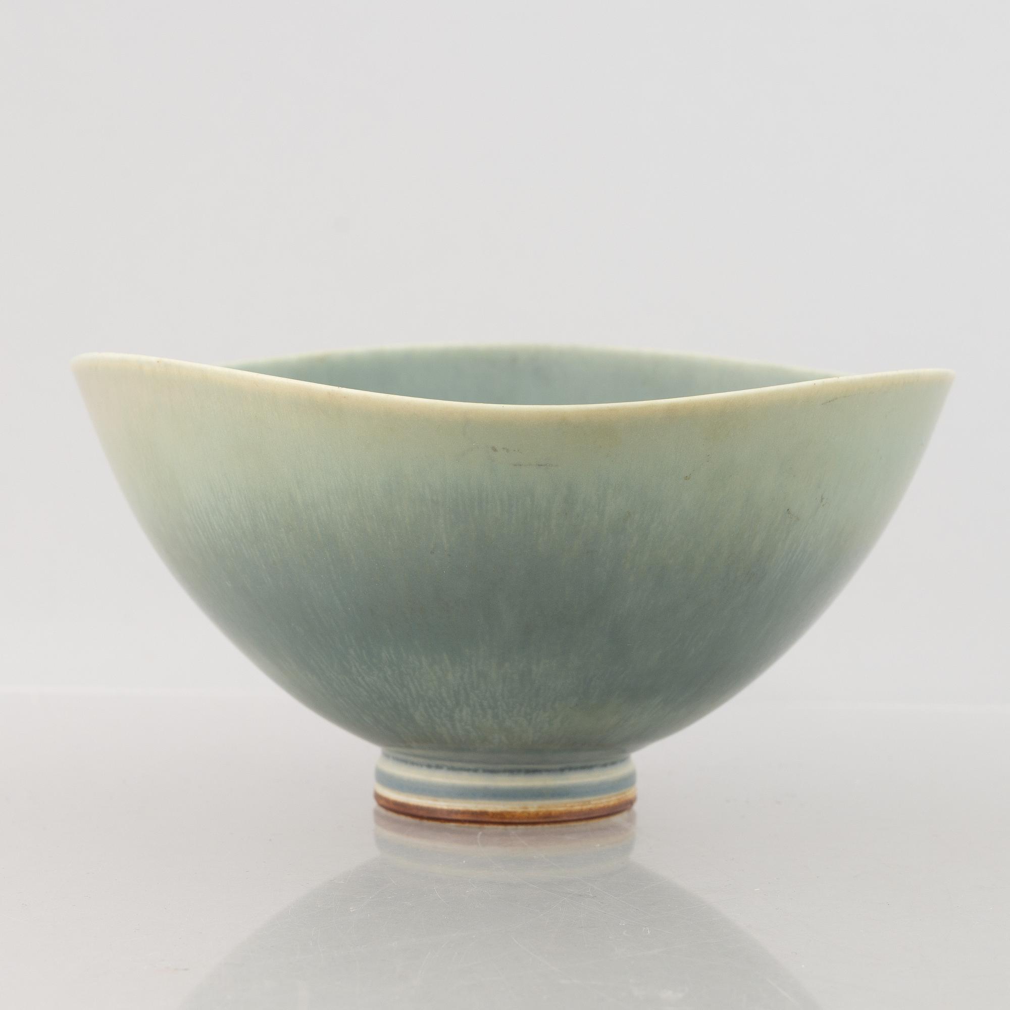 Berndt Friberg, a group of three stoneware bowls and a vase, Gustavsberg Studio.