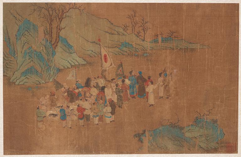 Album med målningar föreställande Envoyéer som kommer med gåvor, 职贡图 (Zhigong tu), troligen 1600-tal, efter äldre mästa.