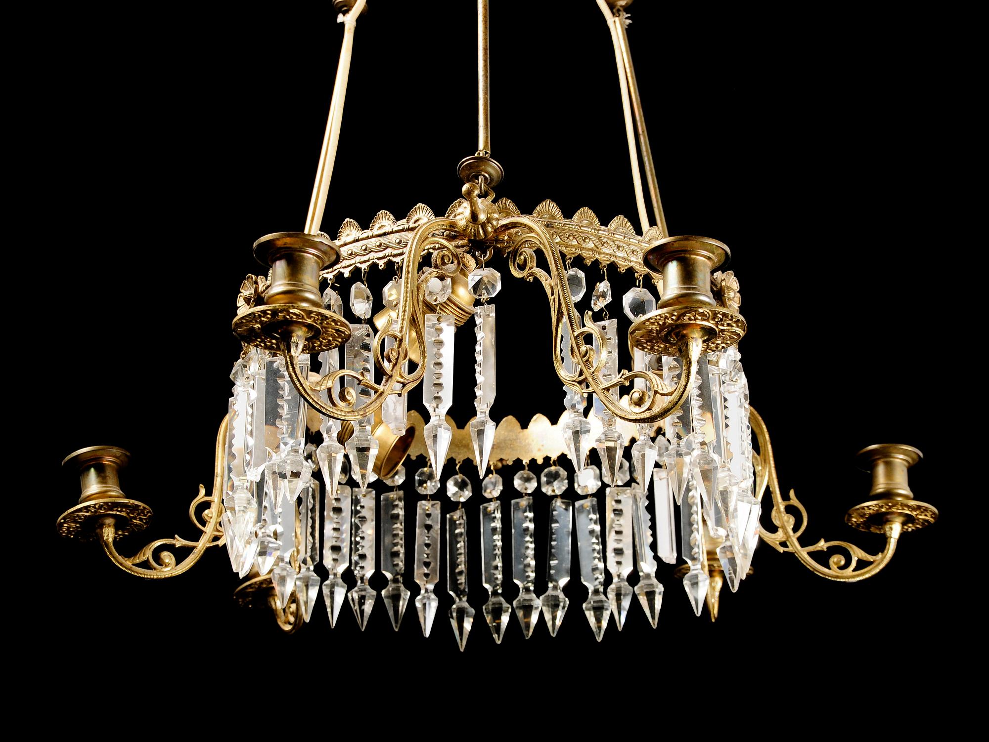 TAKLAMPA, sent 1800-tal, mässing. H ca 75.