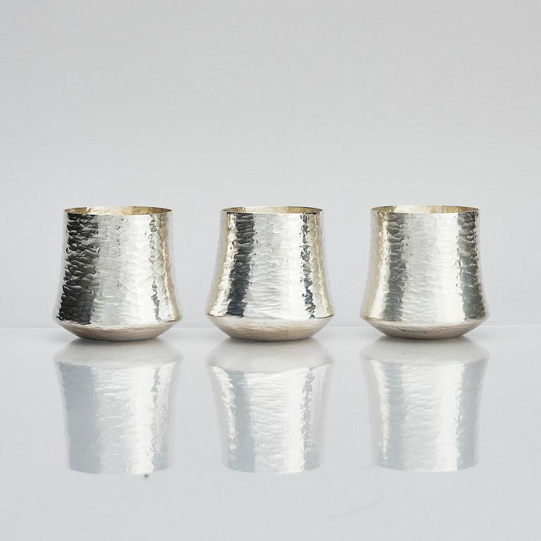 Tapio Wirkkala, a silver pitcher with six beakers, Kultakeskus, Tavastehus Finland 1970-80's.