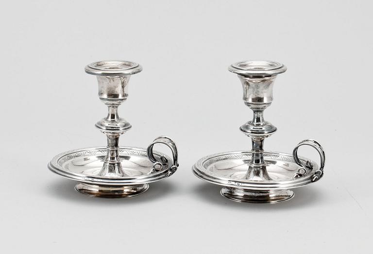 LJUSSTAKAR, 2 par, silver, August Johanson, Jönköping 1883/84, resp Tesi Göteborg 1968.