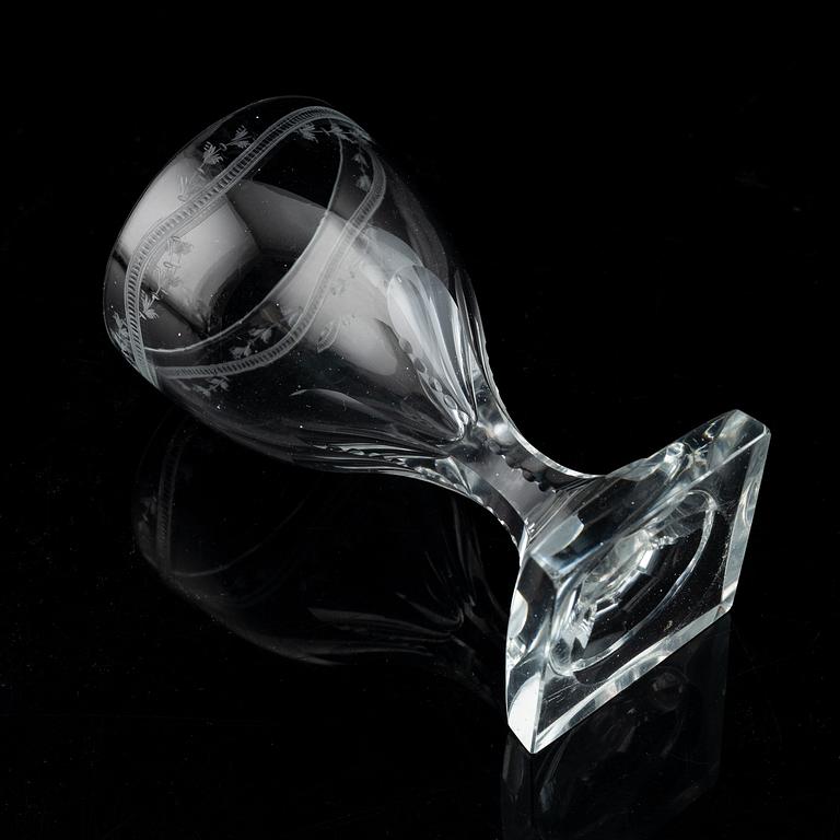 A set of 13 late Gustavian dessert wine glasses.