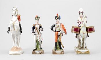PARTI FIGURINER, 4 st, porslin, bland annat Wien. 1900-talets första del.