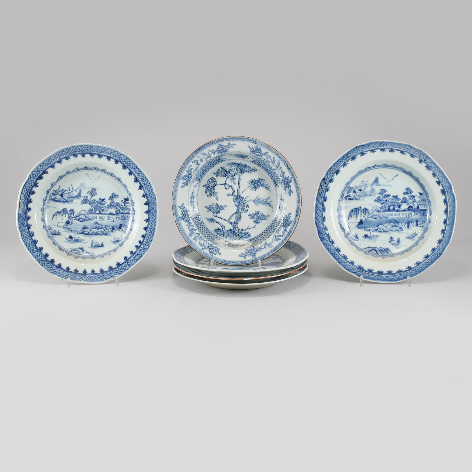 TALLRIKAR, 6 st, porslin, Kina, 1700-tal.