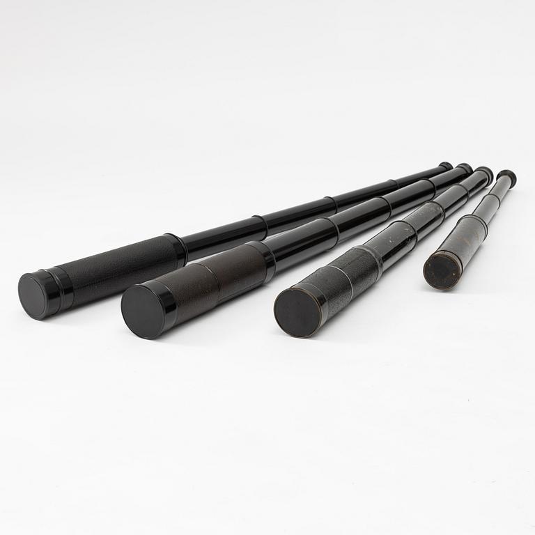 Four telescopes, 20th century, of which 2 by Busch.
